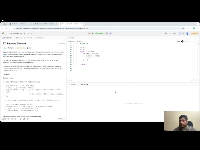 LeetCode 27 Remove Element | Two Pointer Approach | Interview 150