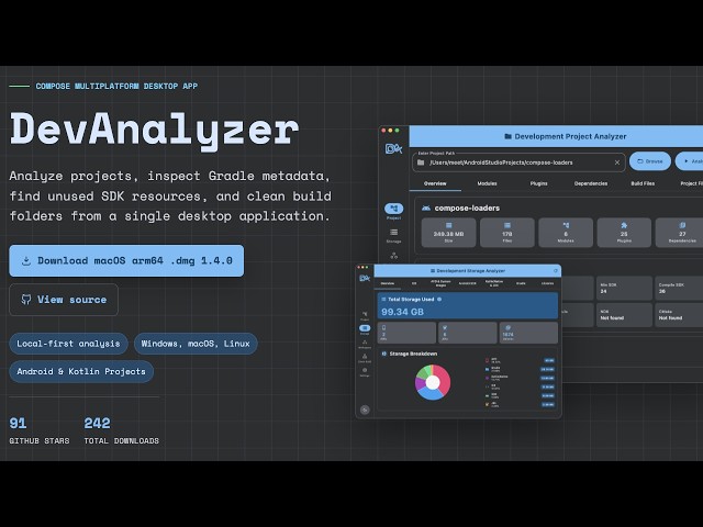 DevAnalyzer v1.4.0 Full Demo | Android Project Analyzer, Storage Cleanup & Workspace Analyzer