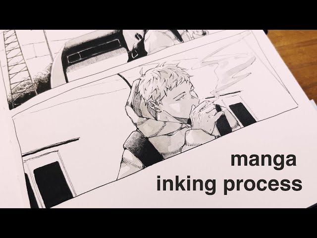 relaxing manga inking process | lofi drawing + no talking