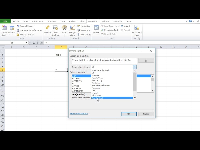 User Defined Functions in Excel with Visual Basic for Applications VBA