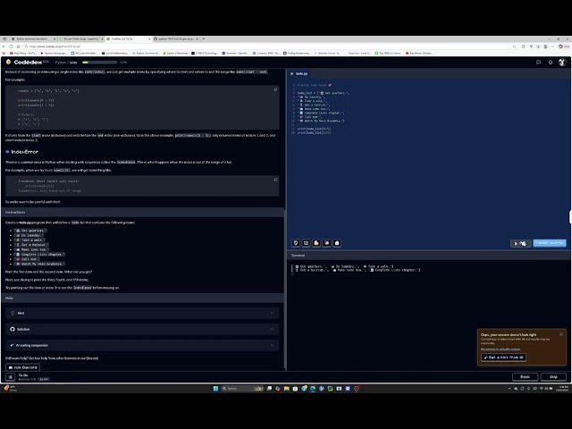 Codedex | Python | Chapter 5 (Lists)