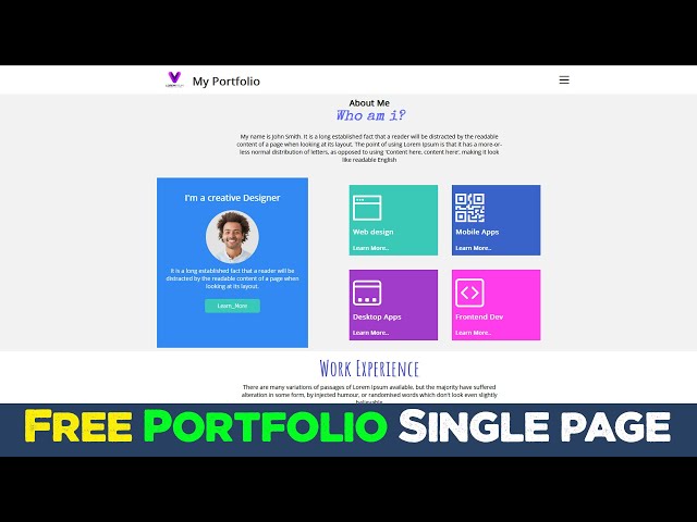 FREE Portfolio single page HTML template | How to plus source code | Quick programming tutorial