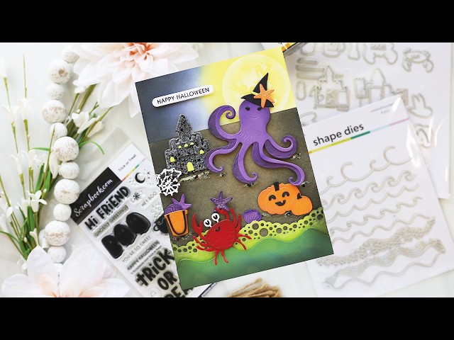 How to Make a Coastal Halloween Card with Layers, Ink & Texture!