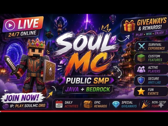 Minecraft LIVE || PUBLIC SMP 24/7 JAVA + BEDROCK || #publicsmpminecraft #minecraftlive #NotoriosCra