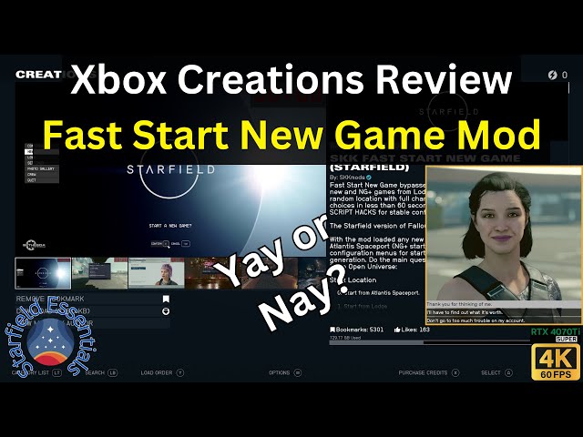 Fast Start New Game Mod - Starfield Essentials: Xbox Creations Review