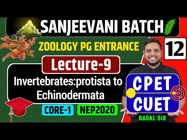 🤷DAY-12|Lecture 9| Invertebrates: Protista to Echinodermata | Core 1| NEP 2020 |cpet zoology |cpet