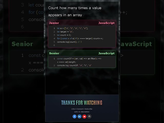 Count Occurrences in JavaScript | Junior vs Senior (Loop vs Filter)
