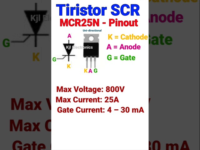 SCR Thyristor MCR25N Pin Configuration | Working Principle & Ratings Explained |#shorts