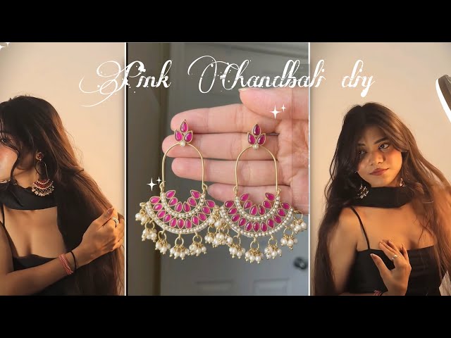 DIY Pink Kundan & Pearl Earrings Making At Home💕