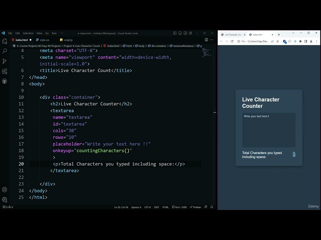 How to Build Live Character Counter Application in HTML & JavaScript
