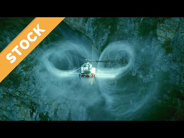Aerial Helicopter Vortex Stock Footage, Luftaufnahme von Helikopter mit Luftwirbel, 4K, 6K, Vortexes