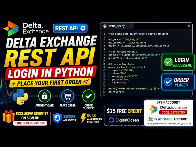 Delta Exchange REST API Login in Python 🔥 | Full Code + Place Your First Order