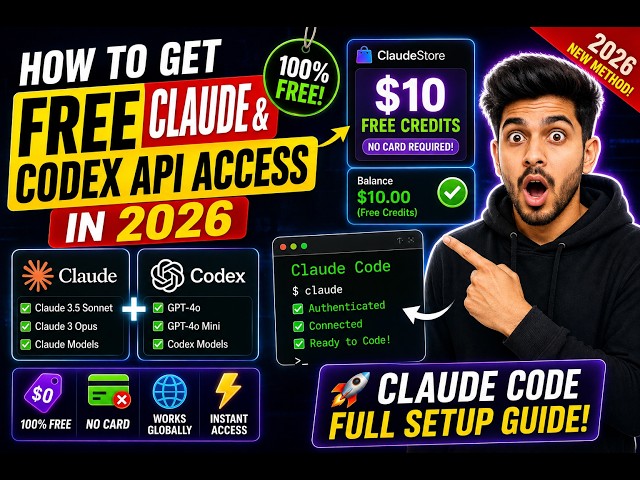 How to Get FREE Claude & Codex API Access in 2026 – ClaudeStore $10 Free Credits + Claude Code Setup