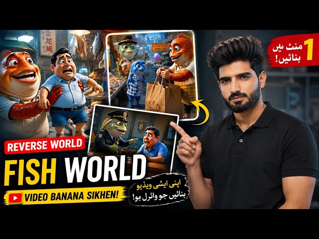 1 Minute Me AI Se Reverse World Fish Video Banaye! 🐟🔥 | AI Video Tutorial