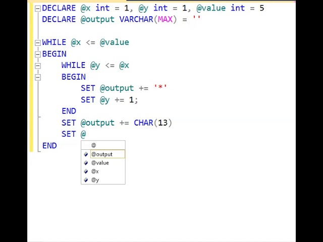 SQL Server Nested While