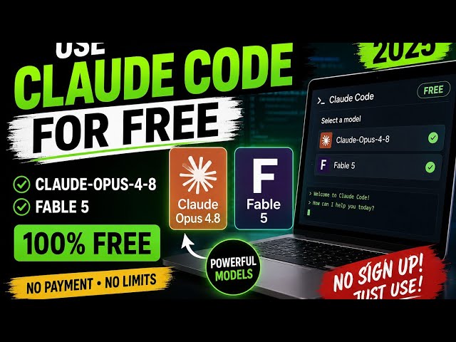 Claude Code FREE in 2026! Use Opus 4.8 & Fable 5 Without Paying