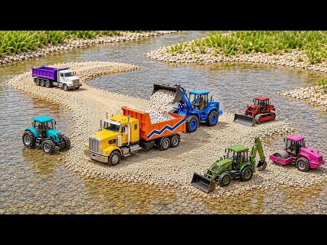 JCB Wheel Loader Loading White Stone Big Dumper Truck at Riverbank | Tractor Video | jcb gadi