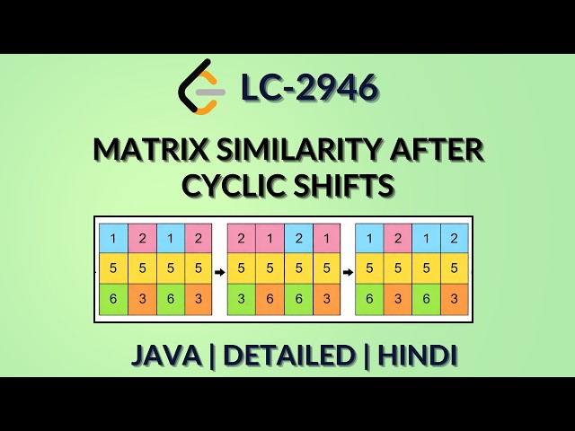 Matrix Similarity After Cyclic Shifts | Leetcode 2946 | Java Hindi