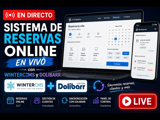 🔴 EN DIRECTO | Creamos un Sistema de Reservas Online con WinterCMS + Dolibarr + IA