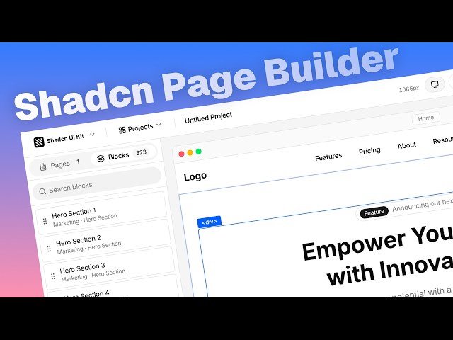 A multi-page website builder using shadcn/ui blocks