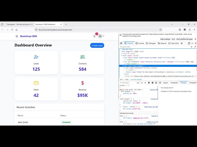 Admin Dashboard CRM Free | Bootstrap 5 | Beginners