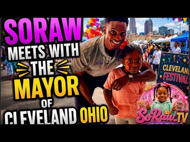 SORAW MEETS WITH THE MAYOR OF CLEVELAND OHIO, Then holds SpongeBob giant yellow python snake