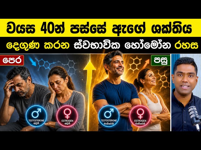 වයස 40න් පස්සේ ඇඟේ ශක්තිය දෙගුණ කරන 'ස්වභාවික හෝමෝන' රහස | Age 40 Testosterone & Estrogen