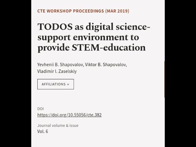 TODOS as digital science-support environment to provide STEM-education | RTCL.TV