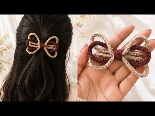 Wow 🤩 so Beautiful Crochet Hair Bow Tutorial For Beginners Very Easy pattern step by step