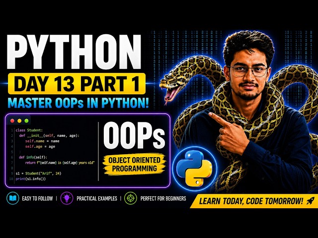 Python Day 13 (Part 1) | python OOPs full Explanation 🤩🥰 | Python Tutorial #Python  #python