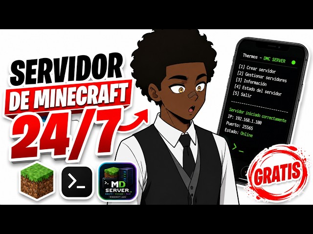 ¡Crea tu PROPIO servidor de Minecraft 24/7 GRATIS desde tu CELULAR!
