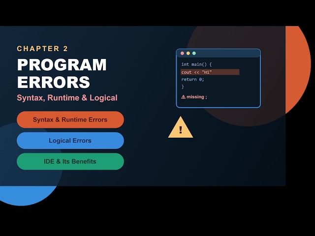 Class 10 - Lecture 08 : Syntax, Runtime and Logical Errors, IDE and its Benefits