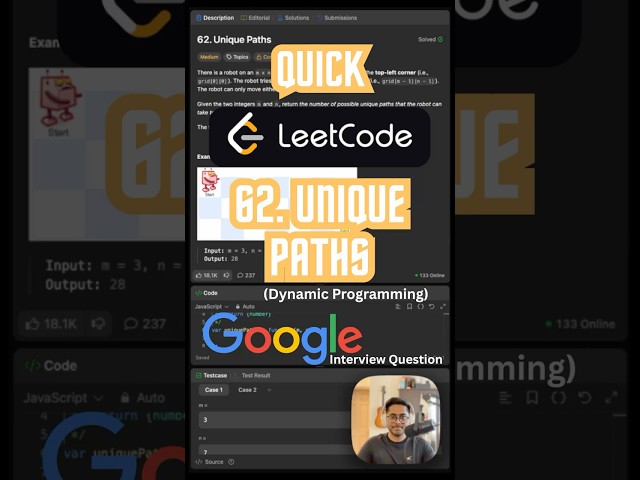 [Part 1] Unique Paths - Leetcode 62 - Javascript (Quick)