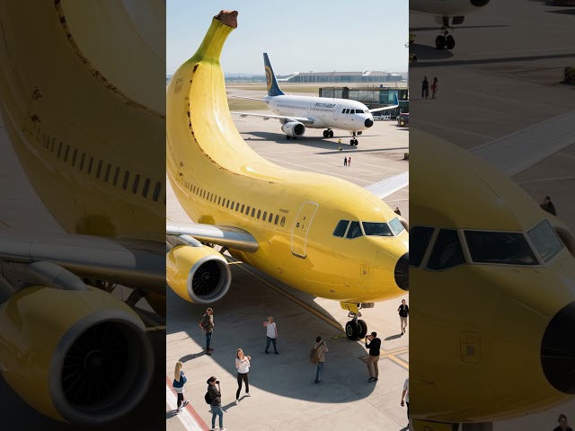 Banana plane is taking off soon! Hurry up! #plane #travel #banana #magic #aiart