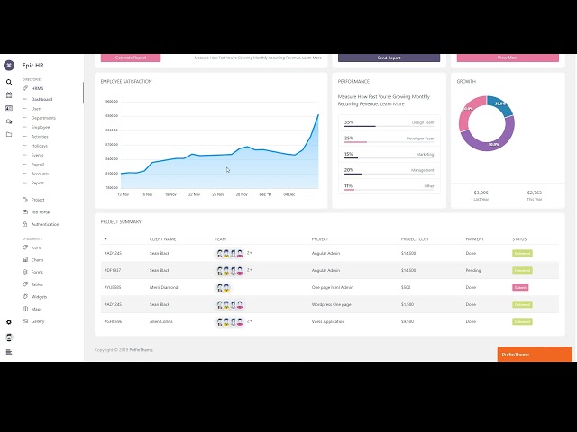 Epic UI - Angular Admin Template and HR Management dashboard laravel admin