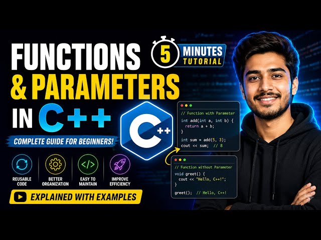 C++ Functions & Parameters Explained in 4 Minutes | Beginner Friendly