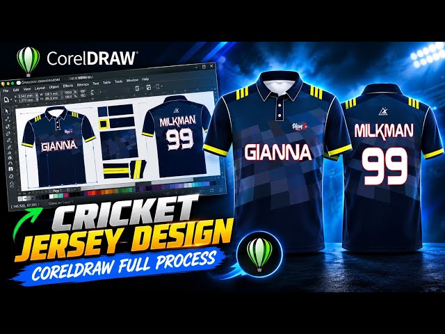 I Designed This Pro Cricket Jersey in CorelDRAW 🔥 | Full Jersey Design Process | MULTINFO
