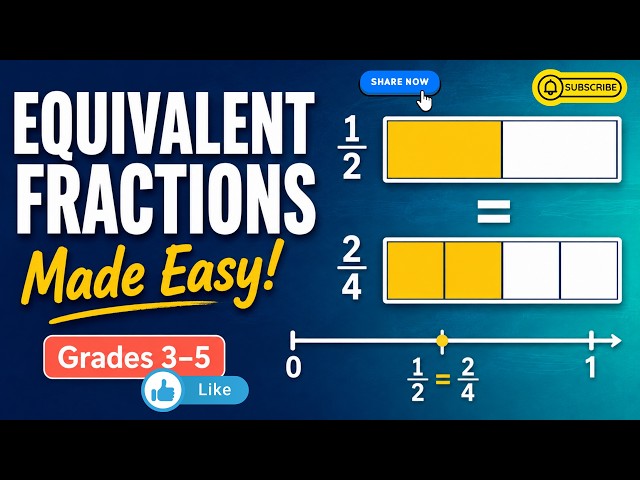Equivalent Fractions - Models, Number Lines & Multiplication #maths #fractionsmadeeasy #mathstricks
