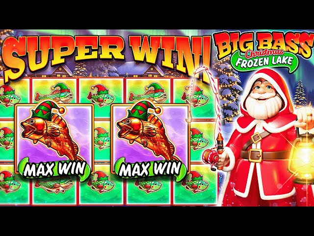 MAX WIN FISH TWICE ON BIG BASS CHRISTMAS FROZEN LAKE?!