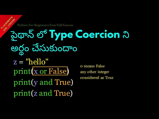 Understanding Type Coercion in Python || Telugu || Lesson 24 || Python For Beginners ||