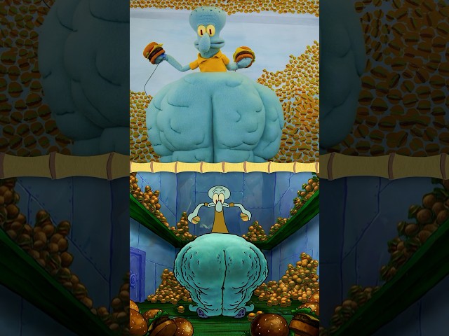 it went right to squidward's thighs 🍔 w/ puppets! | spongebob #shorts