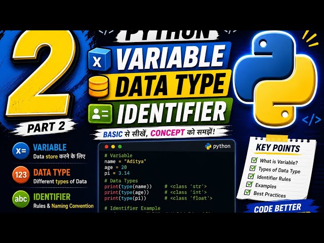 Python Variables, Data Types & Identifiers | Lecture 2 | Complete Beginner Course 🐍