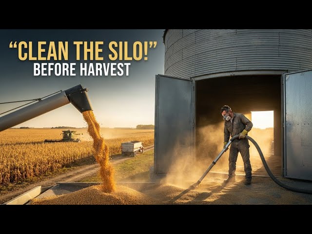 How American Farmers Clean Grain Silos Before Corn Harvest