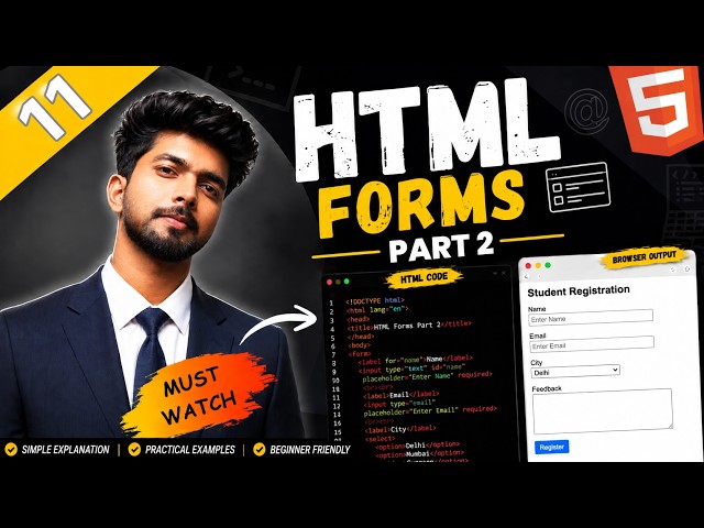 HTML Forms Tutorial Part 2 | Label, Textarea, Select, Button & Form Validation | Codixo #11