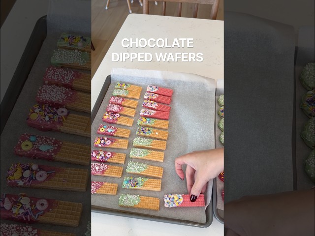 a labor of love💕 chocolate dipped wafers for first birthday party #firstbirthday #recipe #mom #vlog