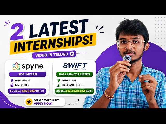 2 latest Internships for BTech Students 🚀 | 2026, 2027, 2028 & 2029 Batch | Apply Now