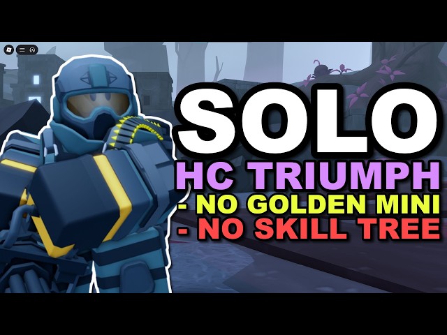 Solo Hardcore TRIUMPH With NO GOLDEN MINIGUNNER + NO SKILL TREE! (TDS)