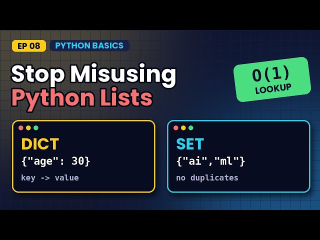 EP08|Python Dict vs Set: When to Use Which| Real Examples Included