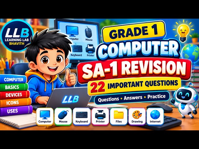 Class 1 Computer SA-1 Revision | 22 Important Questions & Answers | Grade 1