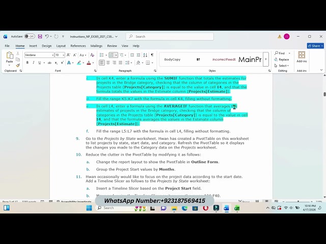 Excel  | Modules 9-12: SAM Capstone Project 1a | W&K Engineering